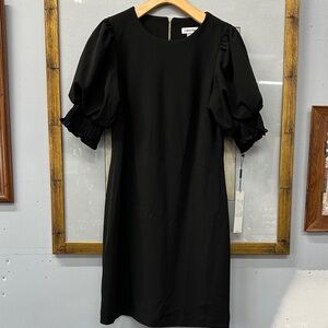 Calvin Klein Black Mini Dress with Puff Sleeves